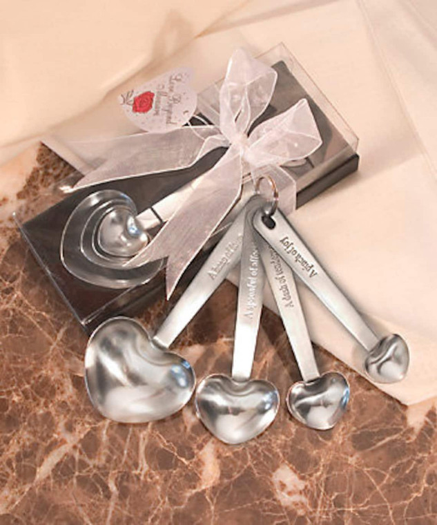 Stainless Steel Measuring Spoons in a Fancy Favor Box w/Ribbon