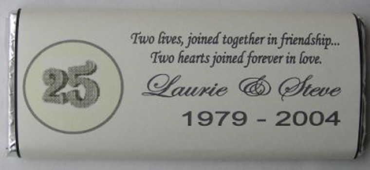 Personalized Large Chocolate Bar w/Border, Silver Number & Design