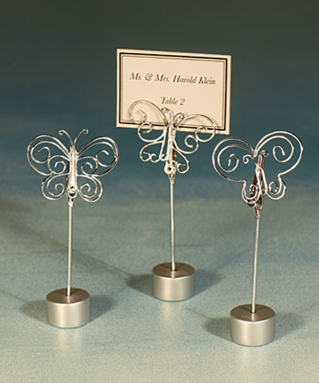 Silver Butterfly Card/Picture holder with round base