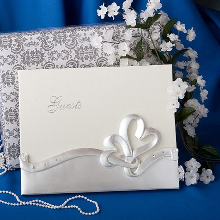 Interlocking Hearts design wedding guest book