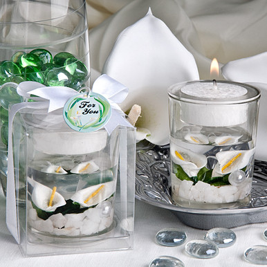 Elegant Wedding Card box-White and Clover Green-White Calla  Lilies-Rhinestone accents