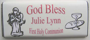 Personalized Communion Large Chocolate Bar w/Angel, Chalice & Bread