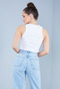 Marshmallow White Cropped Ribbed Vest Top