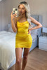 Yellow Cowl Neck Satin Mini Dress