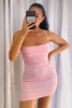 Baby Pink Cowl Neck Satin Mini Dress