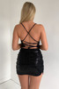 Black Sequin Cowl Neck Top and Ruched Mini Skirt Co-ord