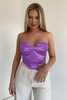 Lilac Strapless Draped-Front Satin Corset Top
