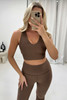 Brown Premium Ribbed Jersey Double Layer Sleeveless Crop Top