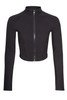 Black Premium Ribbed Jersey Longsleeve Zip Through Top