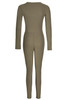 Olive Premium Ribbed Jersey Longsleeve Square Neck Jumpsuit