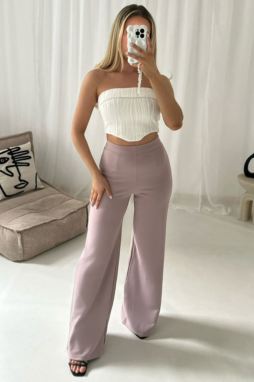 Mauve High Waist Wide Leg Trouser