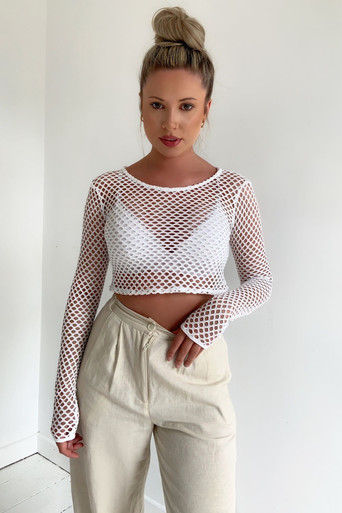 White Fishnet Crop Top - Pure Fashion Clothing Ltd t/a NaaNaa