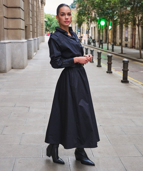 Skirt Long Poplin Pockets