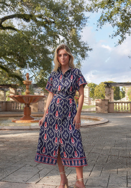 Sydney Shirtdress - Tulip Ikat Navy Sydney Shirtdress - Tulip Ikat Navy