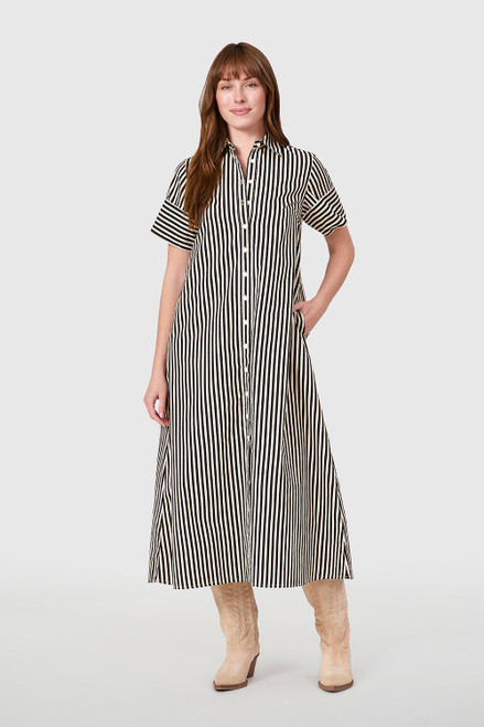 Gibbons Dress - Ganache Pinstripe Gibbons Dress - Ganache Pinstripe