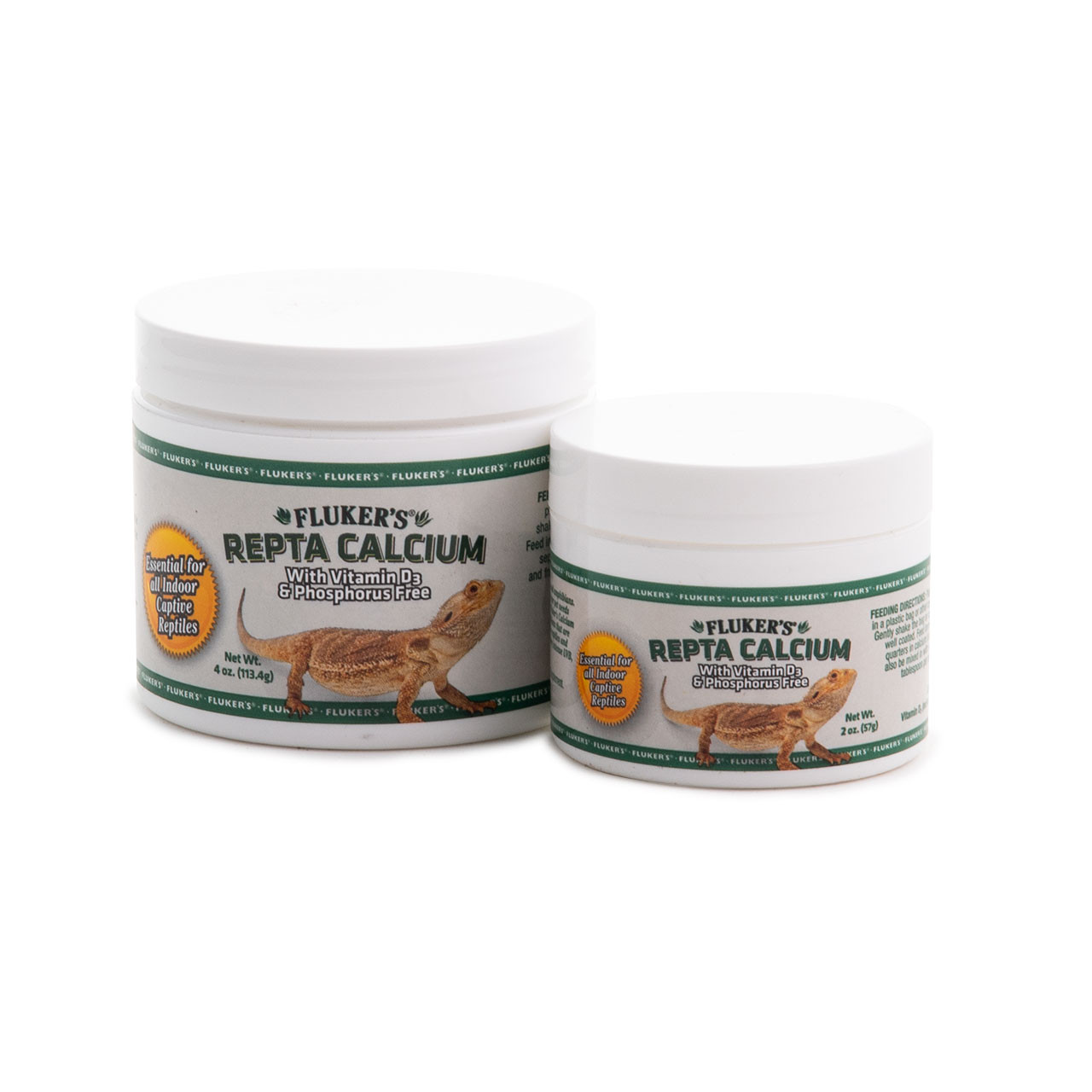Repta Calcium with D3, front of pack, 2oz and 4oz