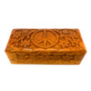 Peace Sign Carved Wood Box 5.5"