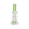 6" Showerhead Water Pipe available in assorted colors; grey, green, blue, and yellow.  A matching colored percolator is featured inside.  Includes an attached downstem and a removable clear bowl.