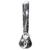 11" Printed Glass Water Pipe - Black Skulls, includes silicone dab container, dabber tool, and food grade silicone mat