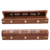 12" Wood Coffin Incense Burner with Inlay - Leaf - 2 pk.