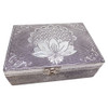 Lotus Carved Metal Over Wood 4.75 x 6.75" Box with Latch
