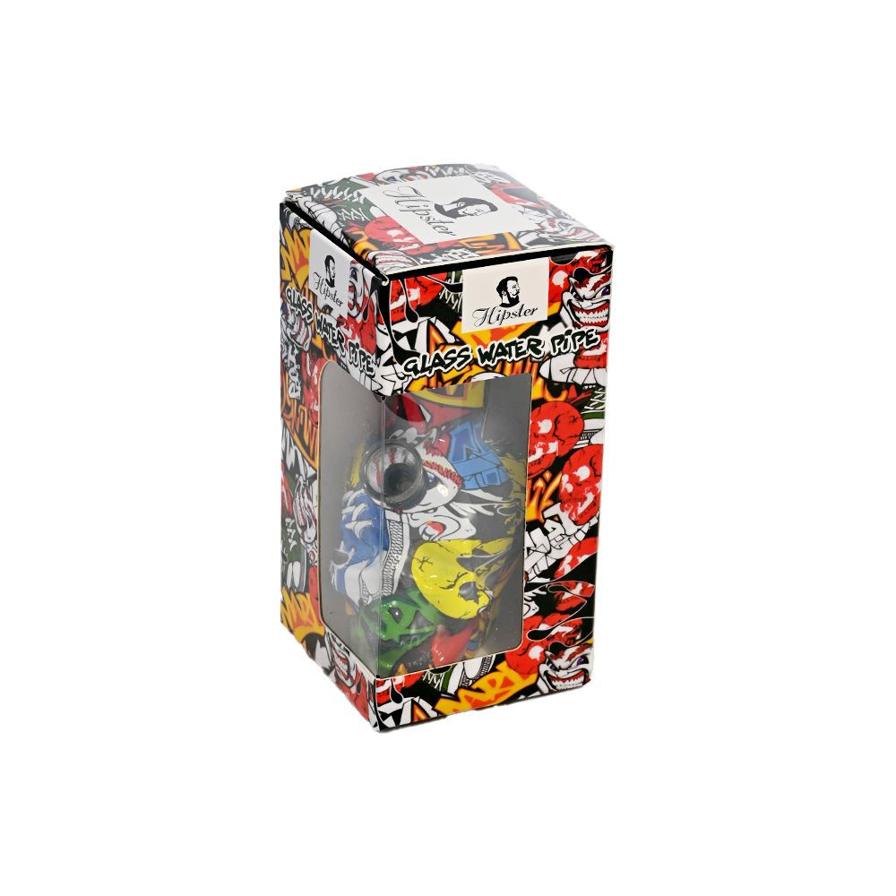 6" Artistic Printed Glass Skull Water Pipe - Assorted - 6 ct. Display