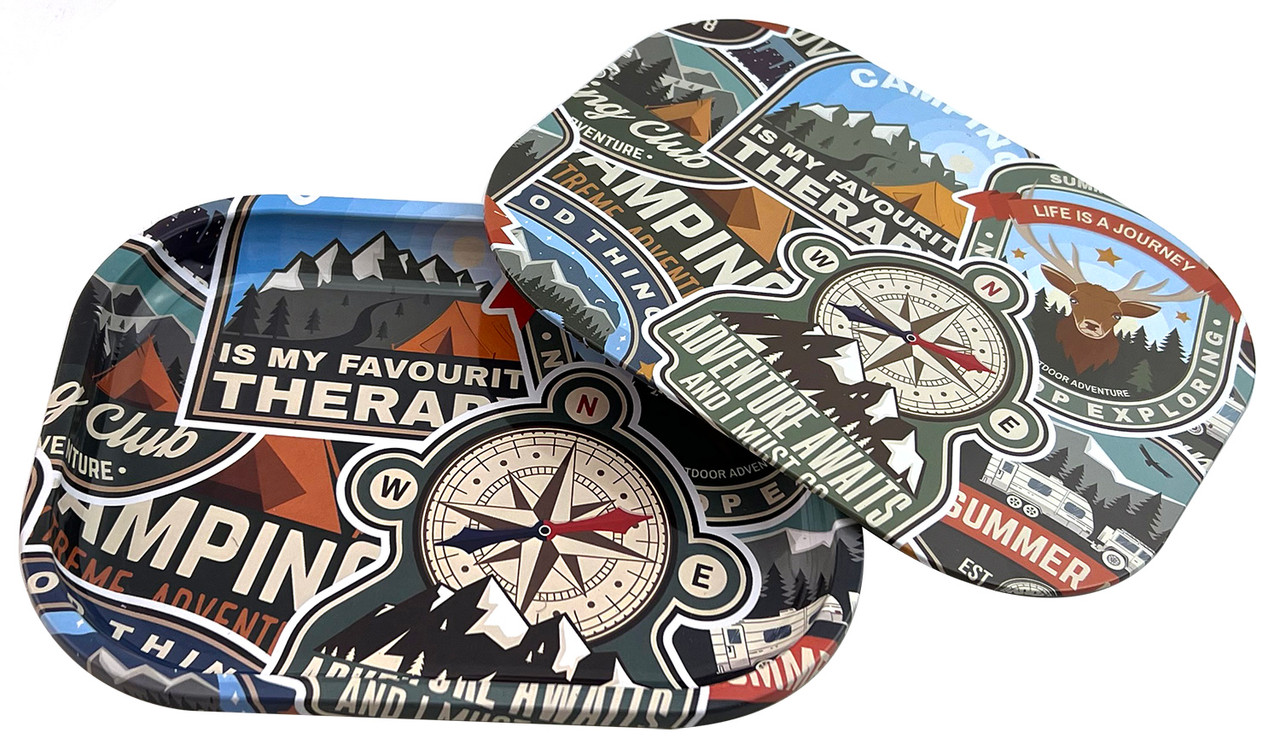 Adventure Compass Rolling Tray with Lid - Small - 7" x 5"
