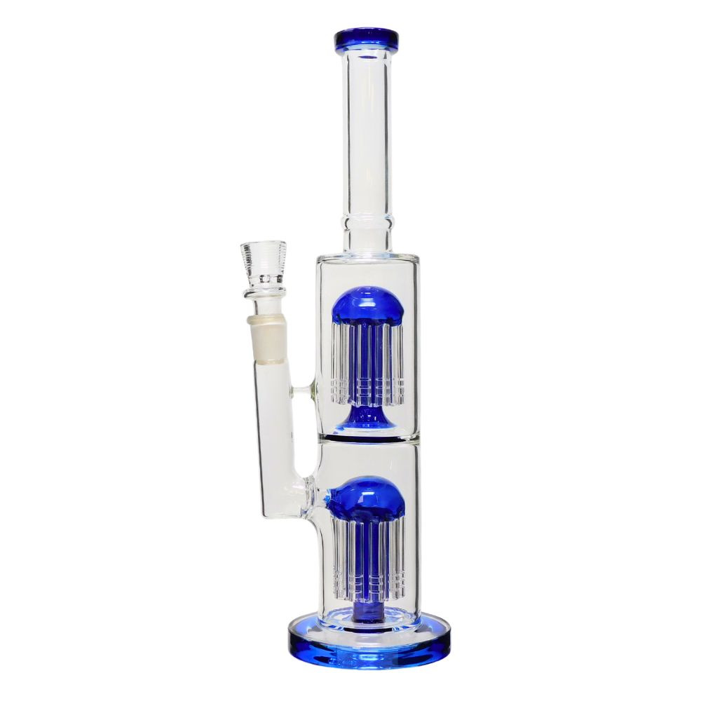 14" Double Tree Perc Water Pipe - Assorted
