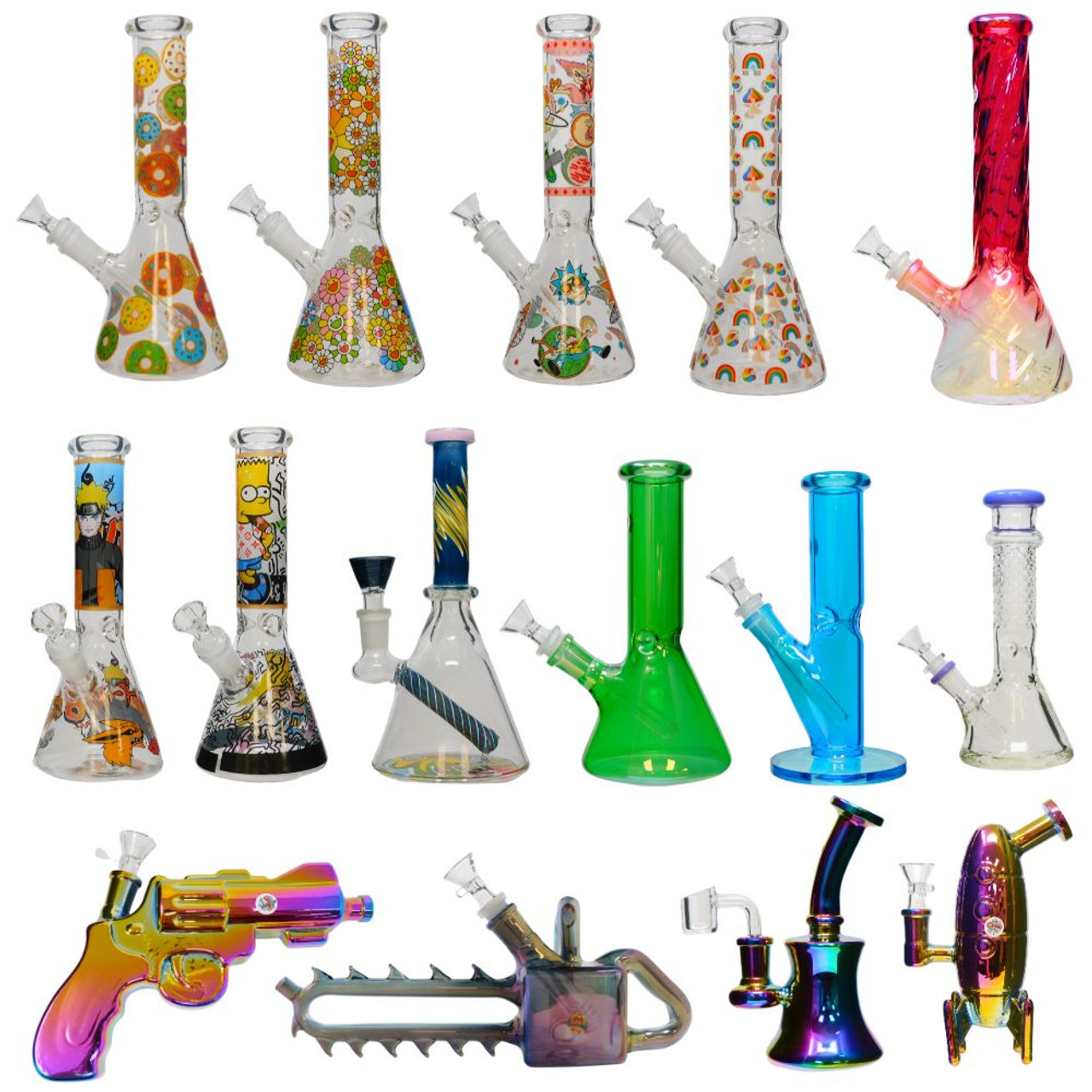 Crush Glass Water Pipes - Assorted 15 ct. Pack