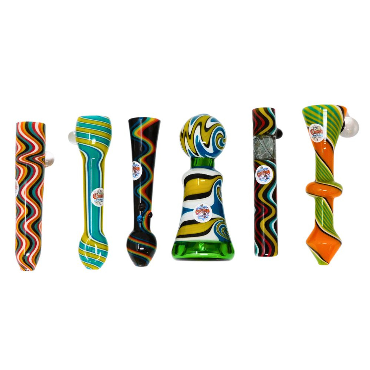 4" Crush Glass Chillum - Assorted - 6 pk.