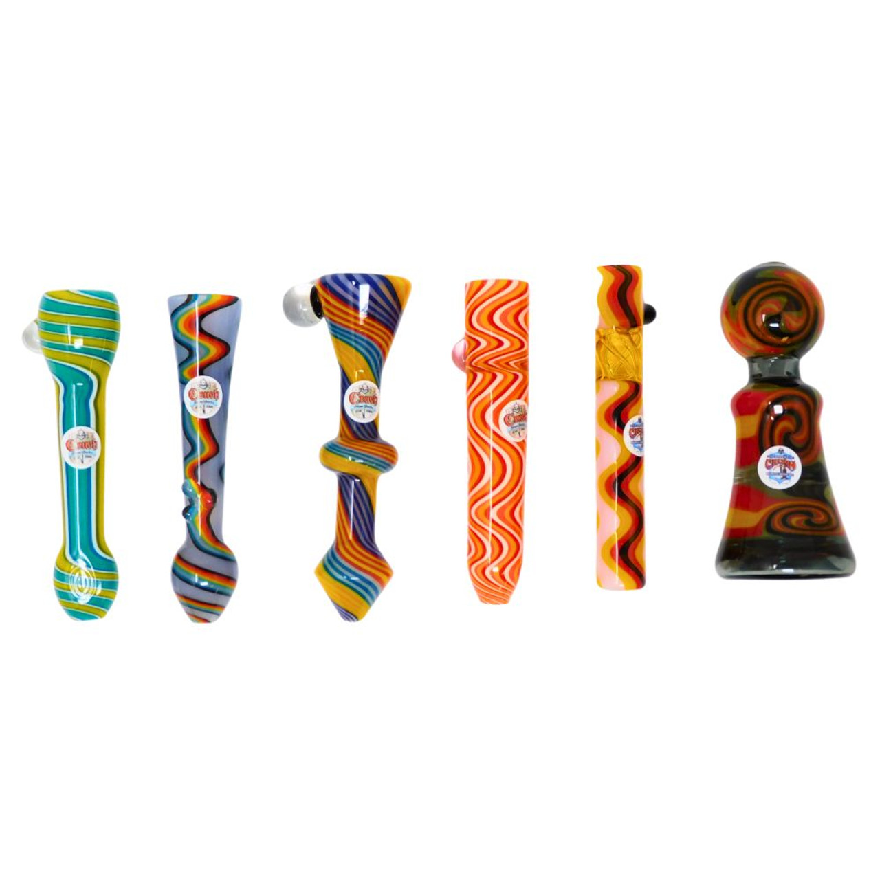 4" Crush Glass Chillum - Assorted - 6 pk.