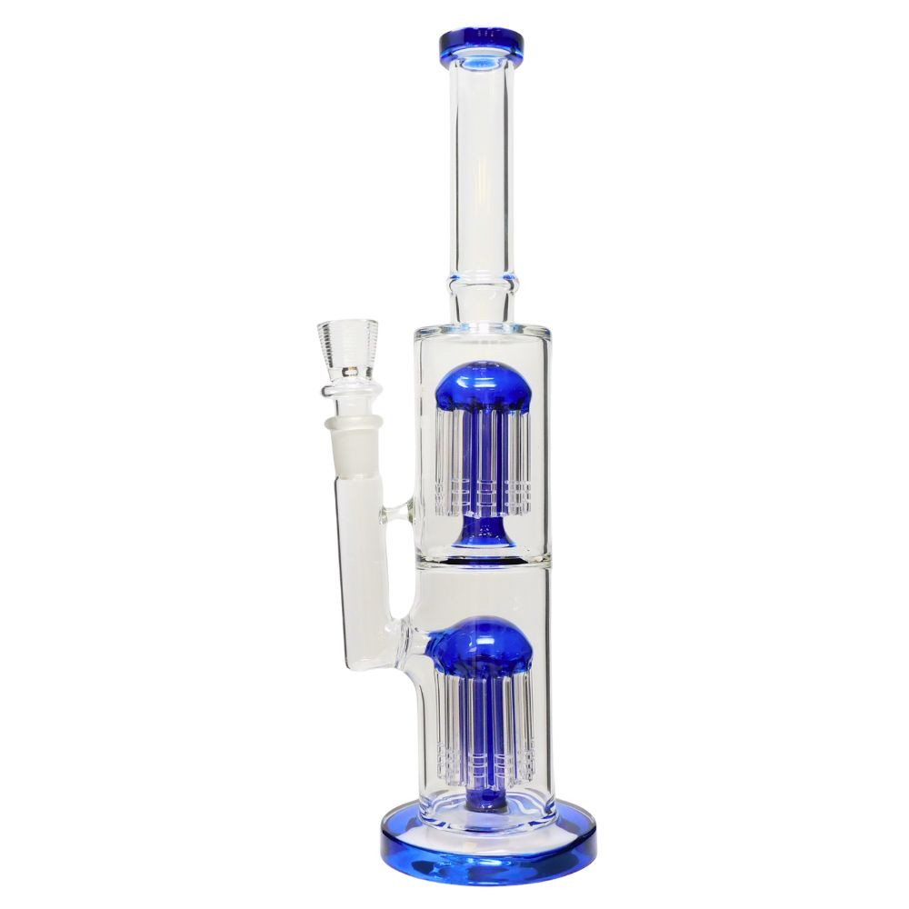 14" Straight Double Tree Water Pipe - Assorted