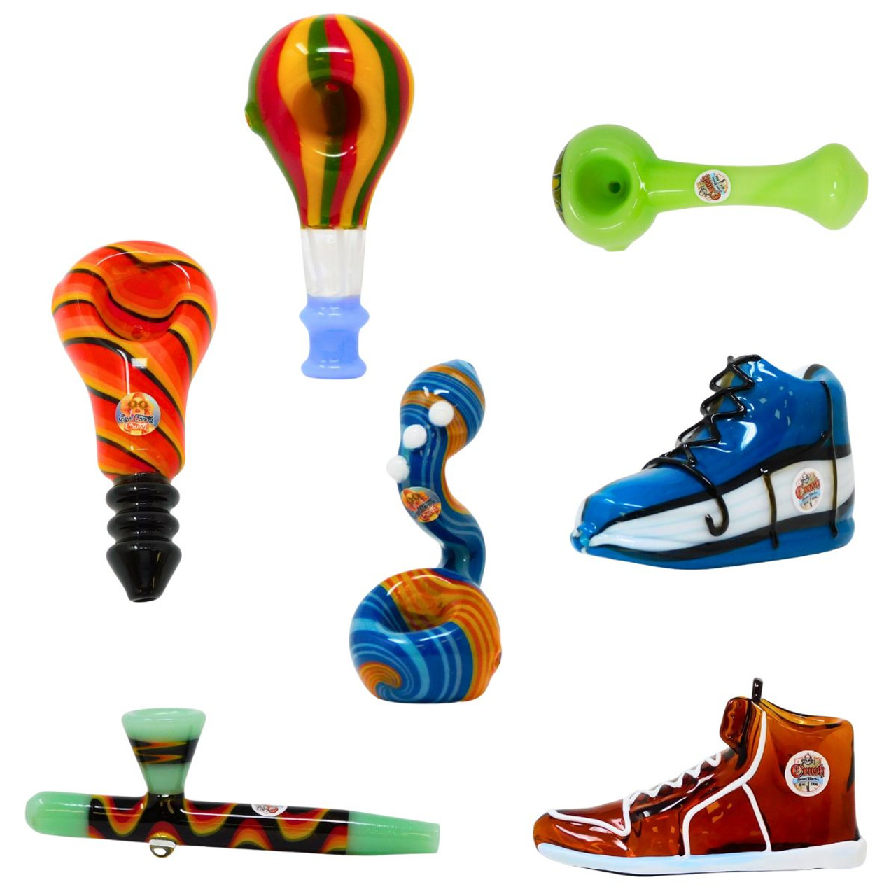 Crush Glass Pipe Assortment - Assorted 7 ct. Pack