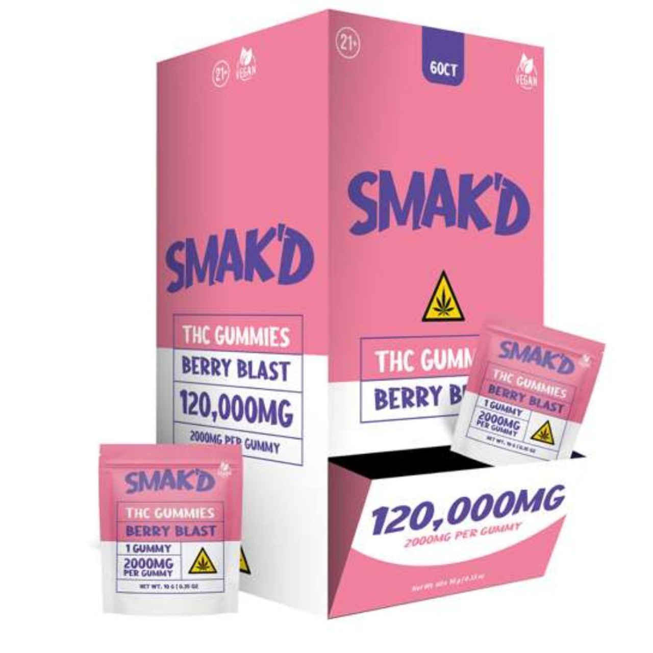 SMAK'D THC Infused 120k mg Gummies - 60 ct. Display