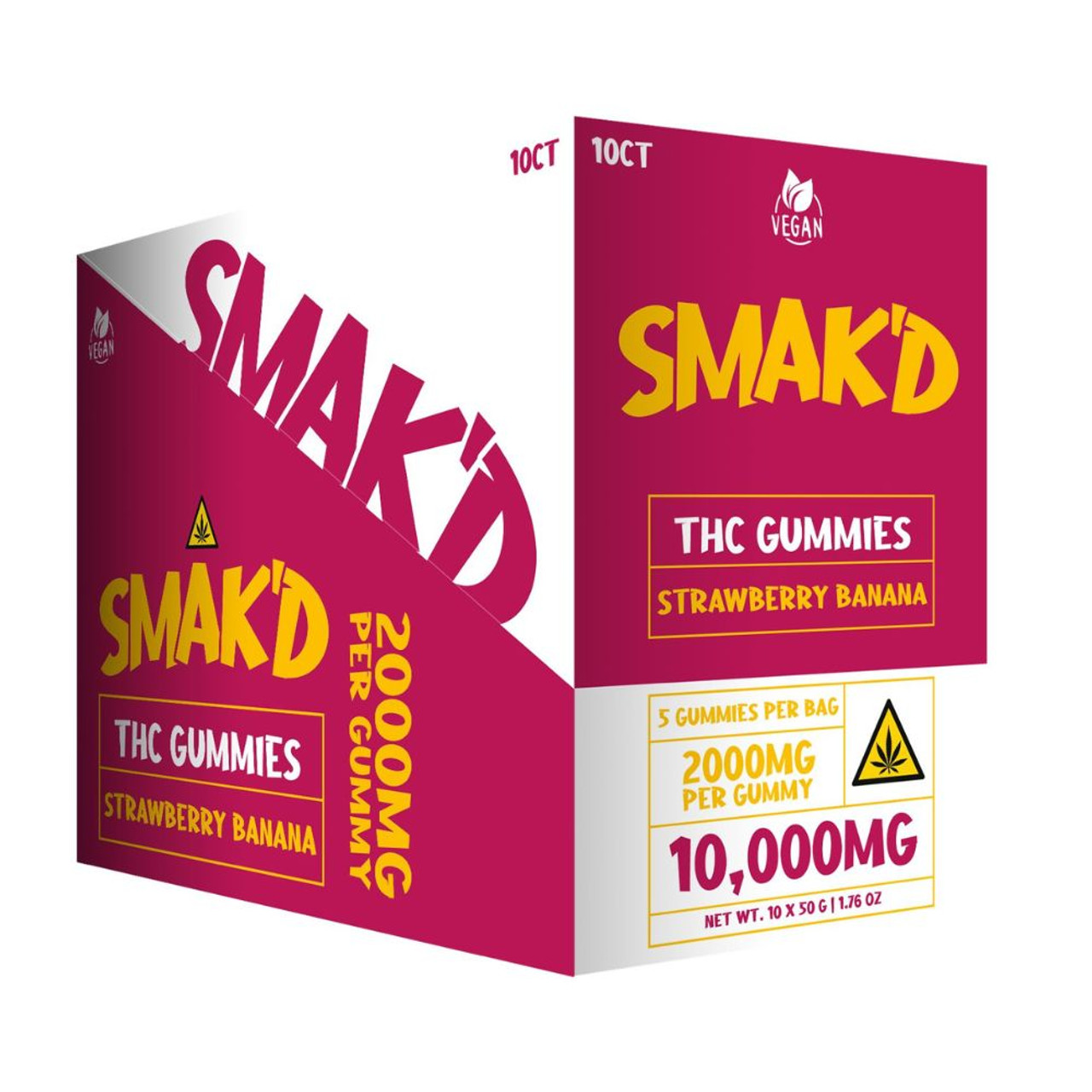 SMAK'D THC Infused 10k mg Gummies - 10 ct. Display