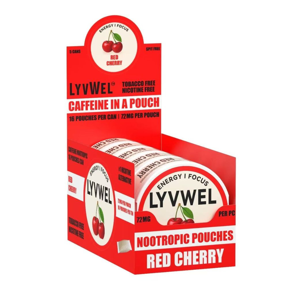 LyvWel 72mg Caffeine Energy Pouches - 5 ct. Box - Red Cherry