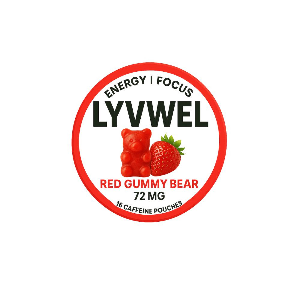 LyvWel 72mg Caffeine Energy Pouches - 5 ct. Box - Red Gummy Bear