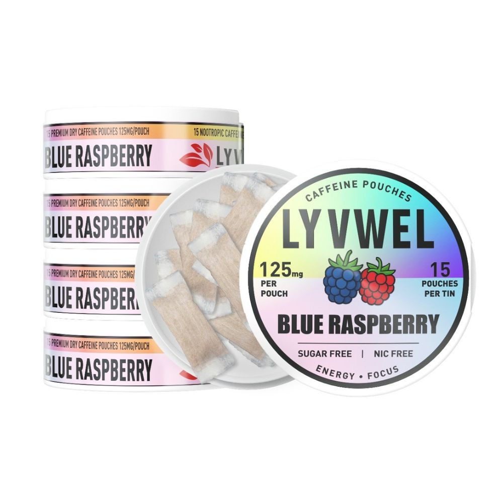 LyvWel 125mg Caffeine Energy Pouches - 5 ct. Box - Blue Raspberry