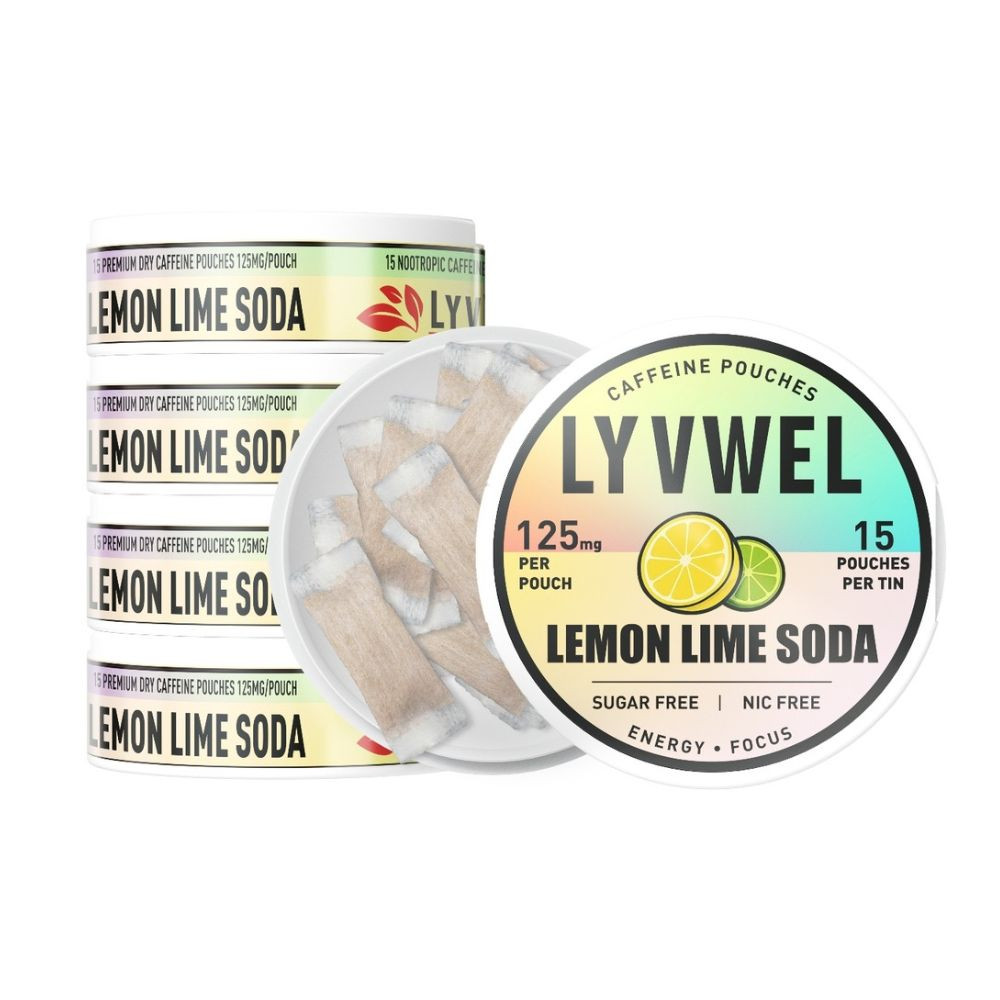 LyvWel 125mg Caffeine Energy Pouches - 5 ct. Box - Lemon Lime Soda