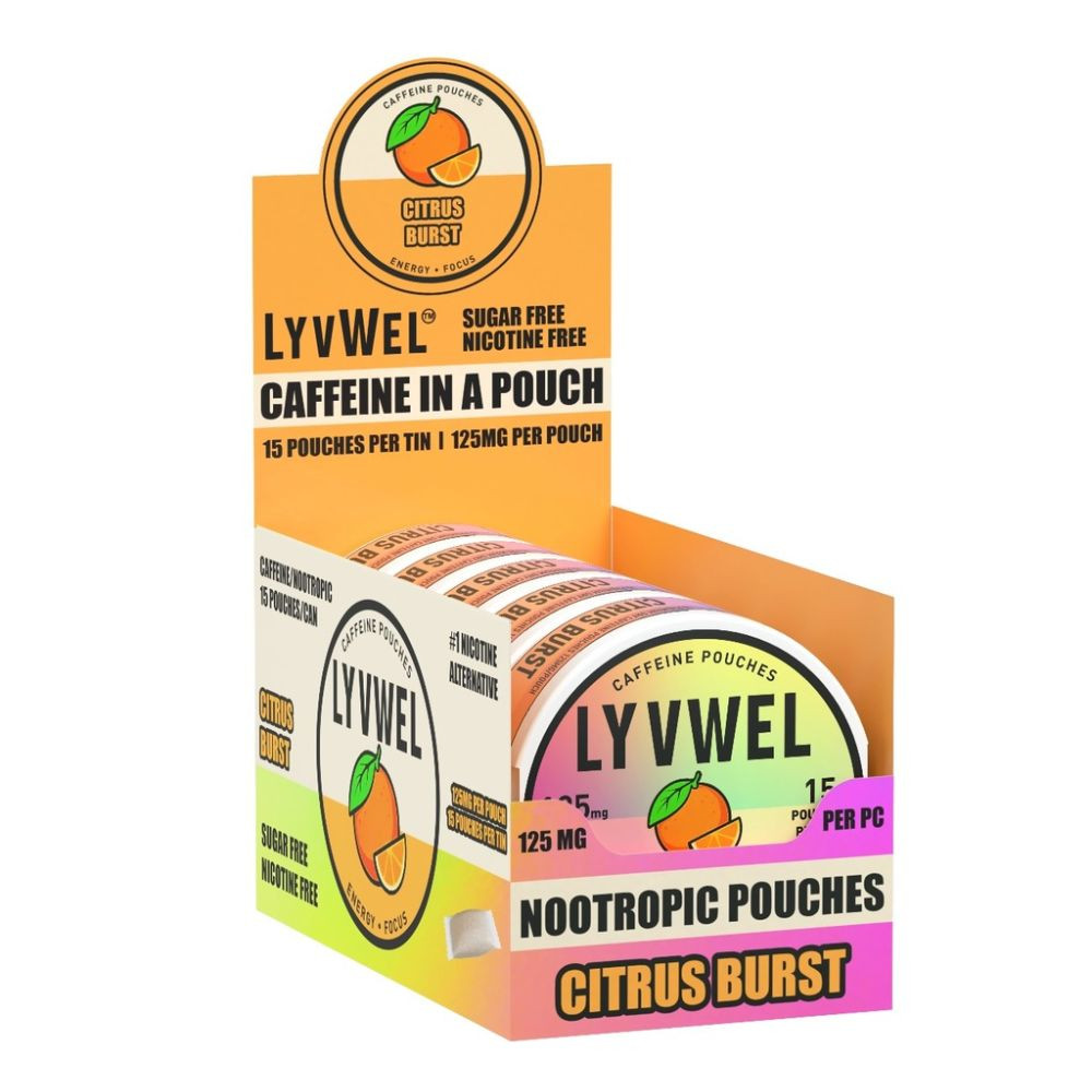 LyvWel 125mg Caffeine Energy Pouches - Starter Kit Display