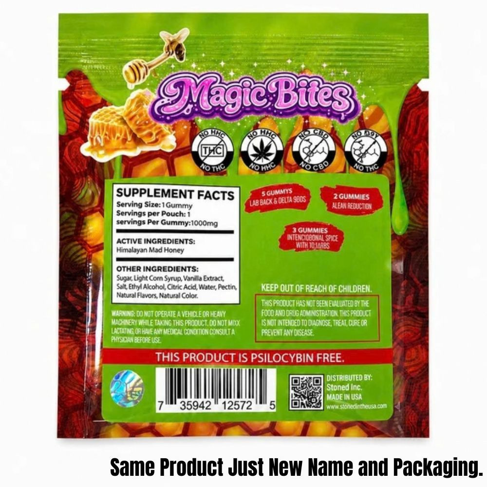 Stoned (Magic Bites) 1000mg Mad Honey Gummies - 25 ct. Display