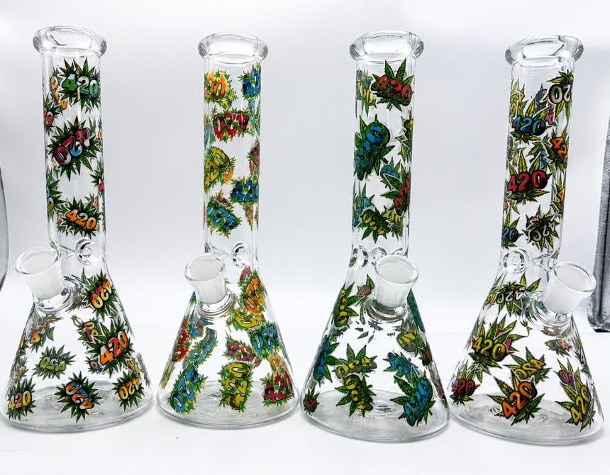 10" 420 Decal Beaker Water Pipe - Assorted