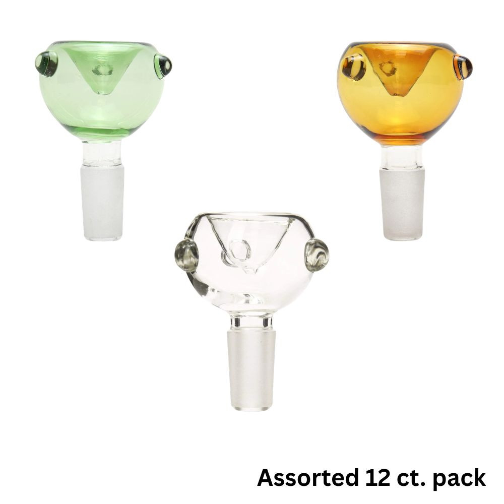 14mm Male Bubble Bowl - Assorted Color/Clear - 12 ct.