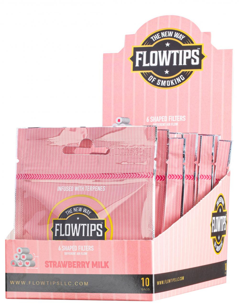 Flowtips Terpene Filter Tips - Strawberry Milk - 25 ct. Bag - 10 ct. Display