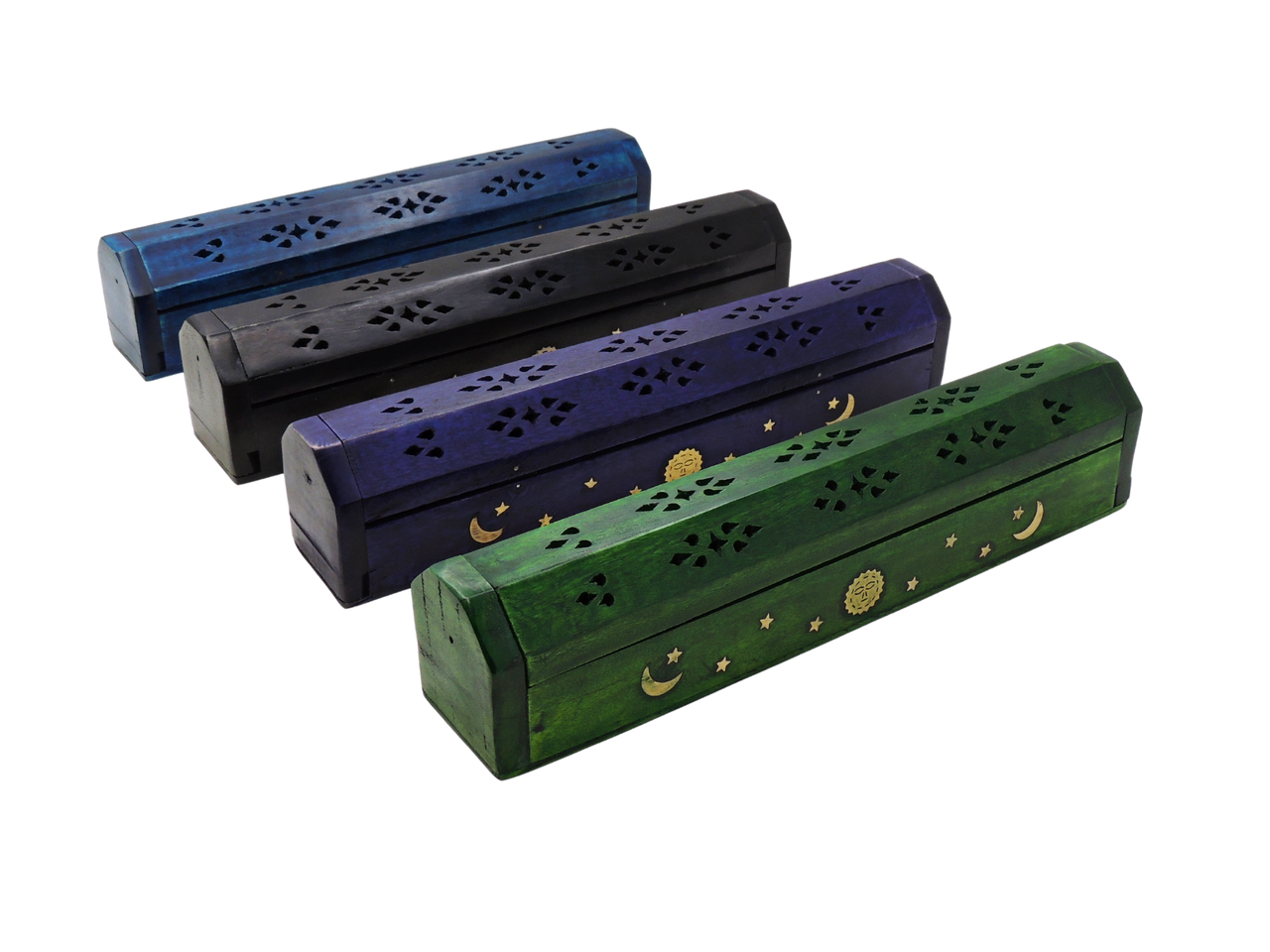 12" Color Wood Coffin Incense Burner - Assorted Colors