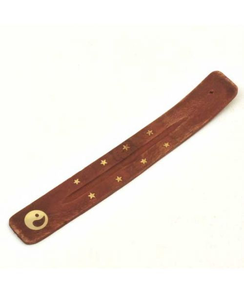 10" Wood Canoe Incense Burner - Yin Yang - 12 ct.