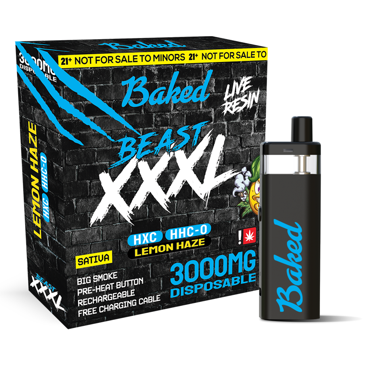 Baked Beast XXXL 3000mg HXC/HHC-0 Blend Disposables - 6 ct. Display