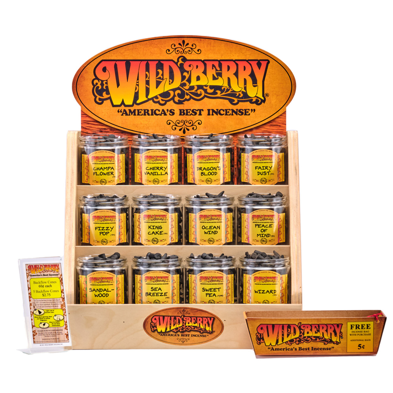 Wildberry Cones Starter Kit - 12 Scents and Wood Rack