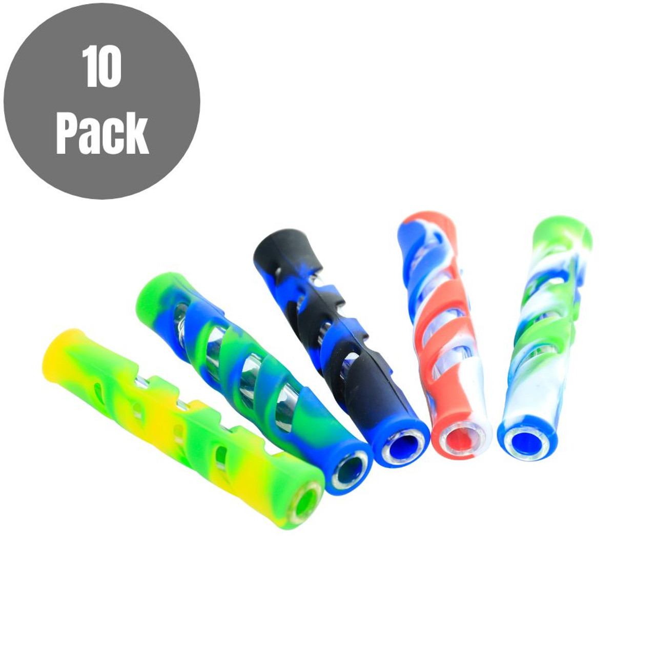 3.5" Glass/Silicone Hybrid Chillum - 10 pk. - Assorted Colors