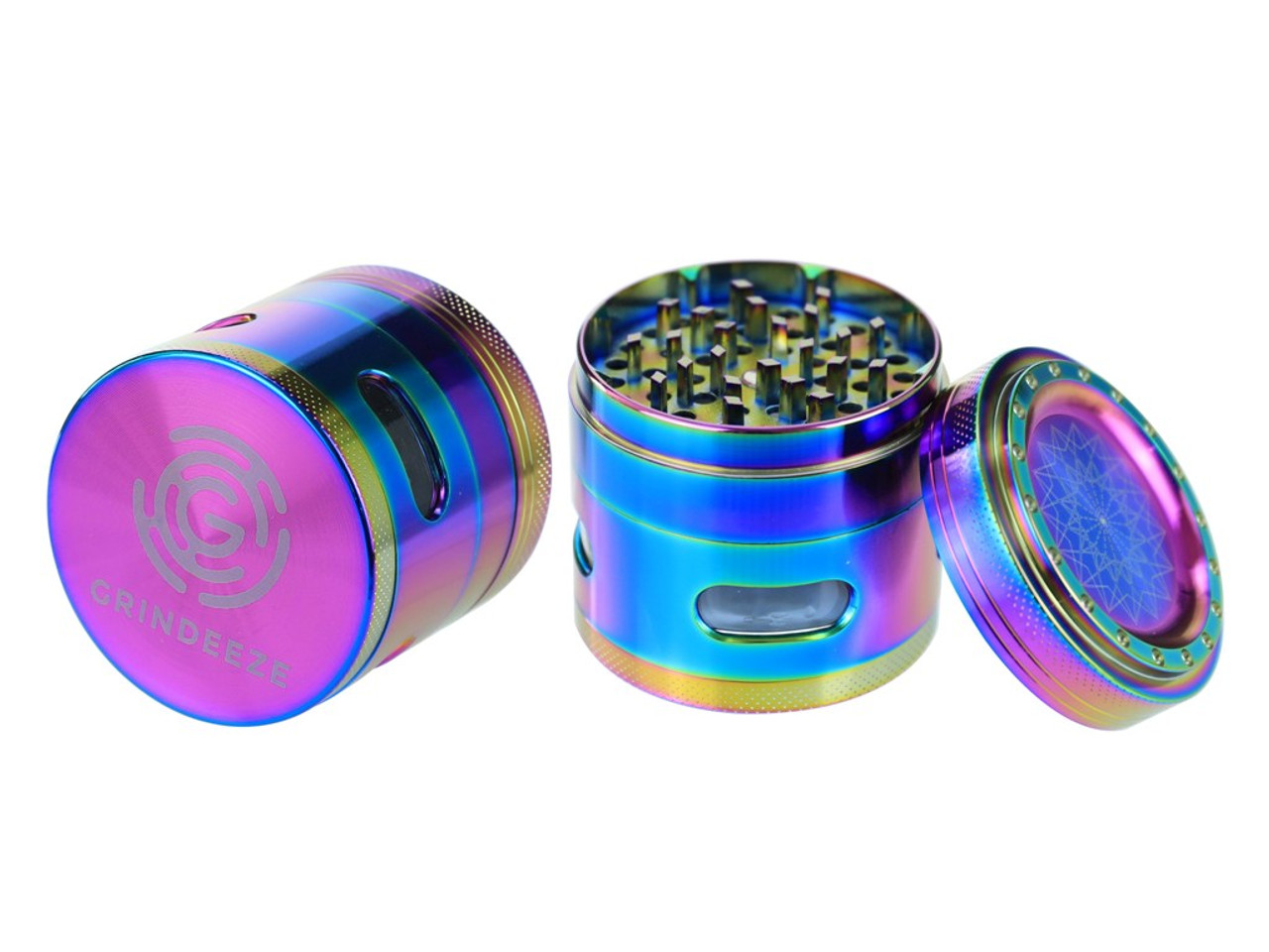 Grind Eeze 63mm Geo Design Rainbow Grinder with Side Windows - Assorted